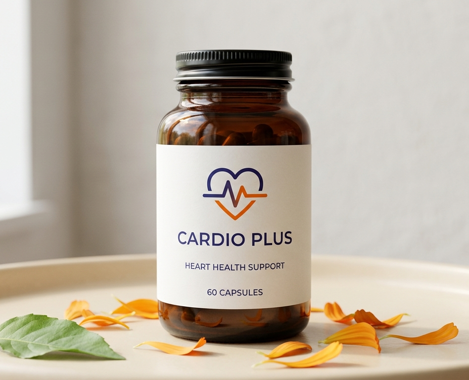Cardio Plus – Nahrungsergänzungsmittel Flasche auf hellem Hintergrund